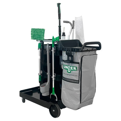 SpotCleanRx Janitorial Carts, Plastic, 3 Shelves, 23.5 x 25 x 25, Black