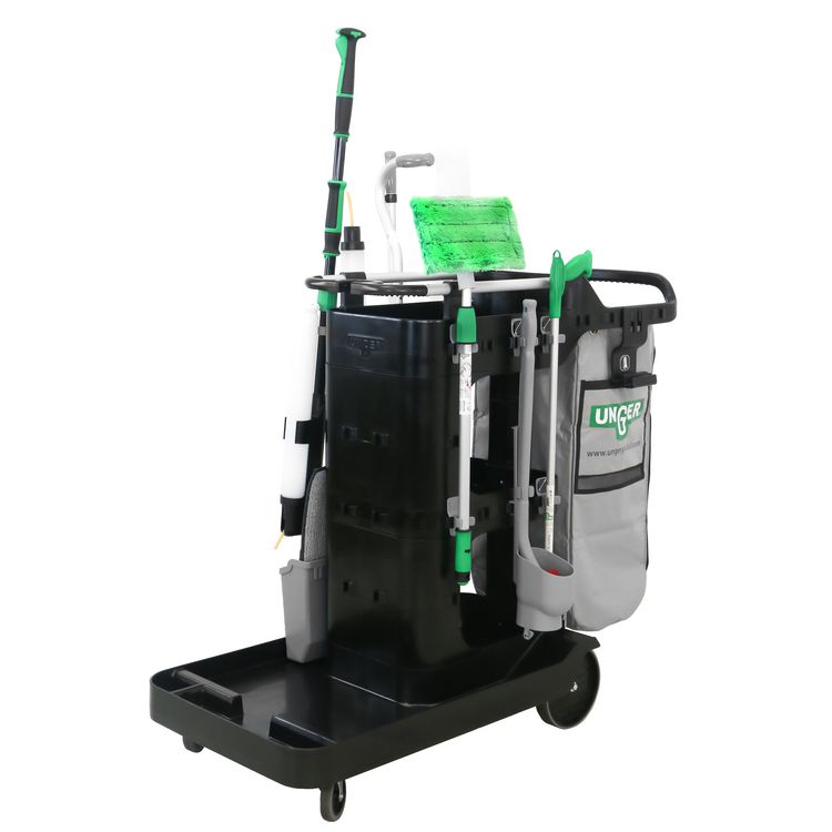 SpotCleanRx Janitorial Carts, Plastic, 3 Shelves, 23.5 x 25 x 25, Black