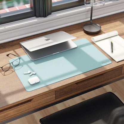 Vegan Leather Desk Pads, 23.6" x 13.7", Light Blue