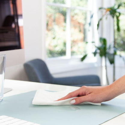 Vegan Leather Desk Pads, 31.5" x 15.7", Light Blue