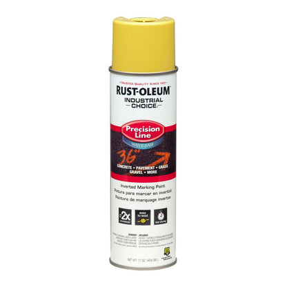 Industrial Choice Precision Line Marking Paint, Flat High-Visibility Yellow, 17 oz Aerosol Can, 12/Carton