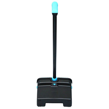 LobbyMaster Plastic Dust Pan, 12.32" Wide, 31.84" Aluminum Handle, Blue/Black, 6/Carton