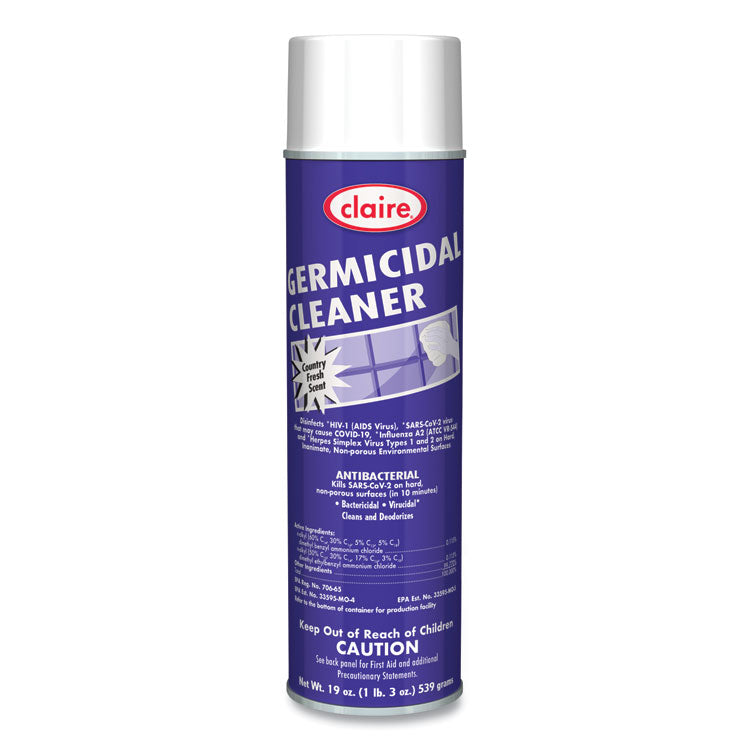 Germicidal Cleaner, Country Fresh Scent, 19 oz Aerosol Spray, 12/Carton
