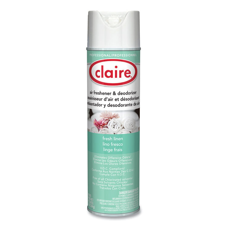 Aerosol Air Freshener and Deodorizer, Fresh Linen, 10 oz Aerosol Spray, 12 Cans