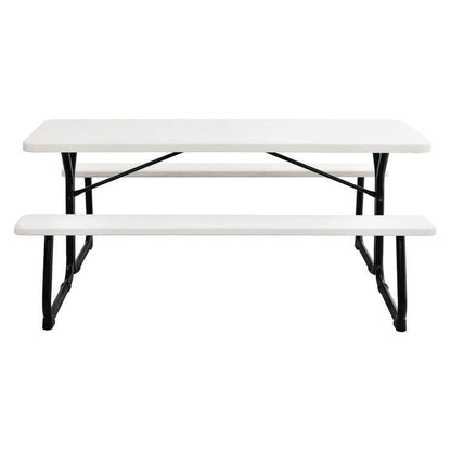 Blow-Molded Plastic Picnic Table, Rectangular, 72 x 60 x 30, White Top, White Base/Legs