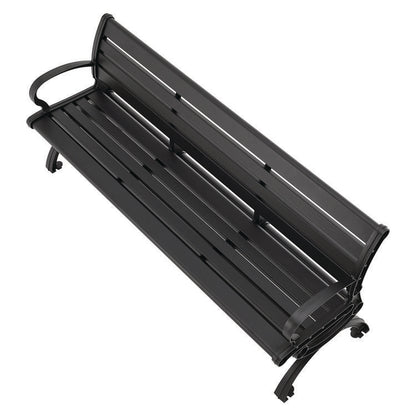 Aluminum Bench with Back, 73" x 22.75" x 30.75", Black Seat/Back, Black Base
