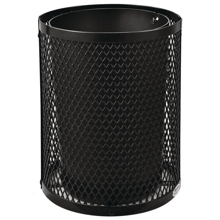 Outdoor Diamond Industrial Steel Trash Can, 36 gal, Black