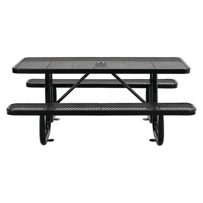 Expanded Steel Picnic Table, Rectangular, 72 x 62 x 29.5, Black Top, Black Base/Legs
