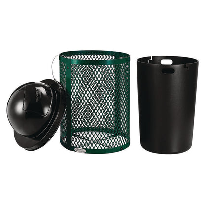 Outdoor Diamond Steel Trash Can, 36 gal, Dome Lid, Green