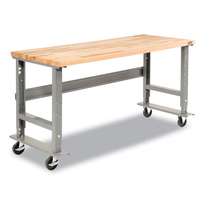 Light Duty Butcher Block Top Adjustable Height Workbench, 800 lbs, 60 x 30 x 36 to 43, Gray