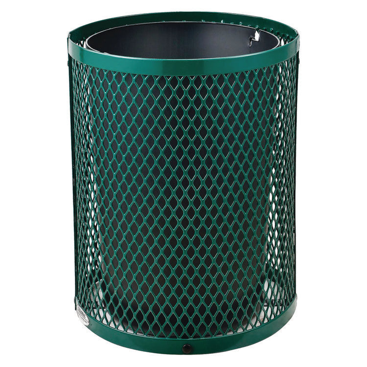 Outdoor Diamond Steel Trash Can, 36 gal, Dome Lid, Green