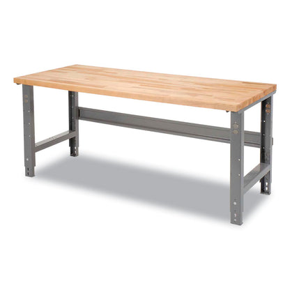 Standard Duty Butcher Block Top Adjustable Height Workbench, 2,000 lbs, 72 x 36 x 30.88 to 36.88, Maple/Gray