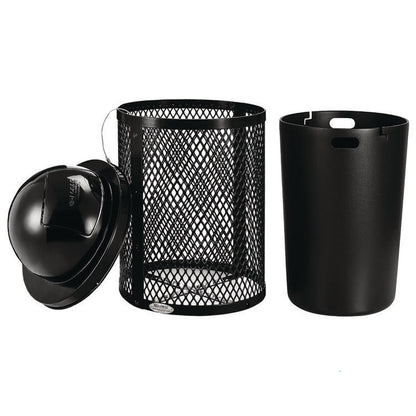 Outdoor Diamond Industrial Steel Trash Can, 36 gal, Black