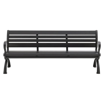 Aluminum Bench with Back, 73" x 22.75" x 30.75", Black Seat/Back, Black Base