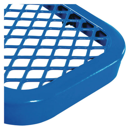 Expanded Steel Bench With Back, 72" x 24" x 33", Blue Seat/Back, Black Base