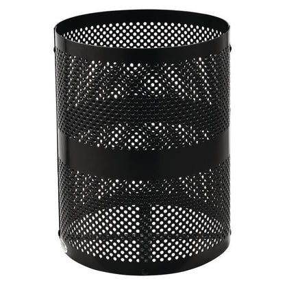 Outdoor Perforated Steel Trash Can with Dome Lid, 36 gal, Steel, Black