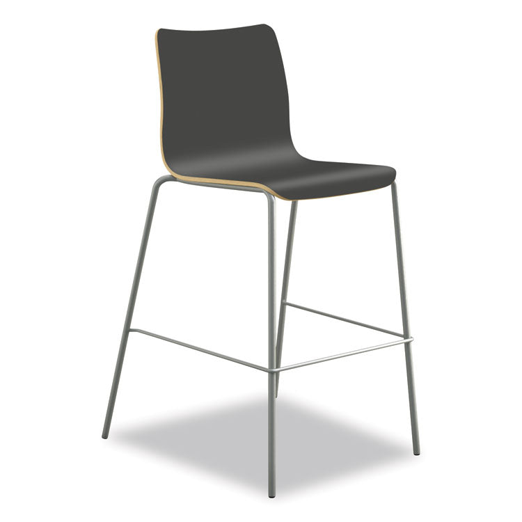 Ruck Laminate Stool, Supports Up to 300 lb, 30" Seat Height, Charcoal Seat/Back, Silver Base