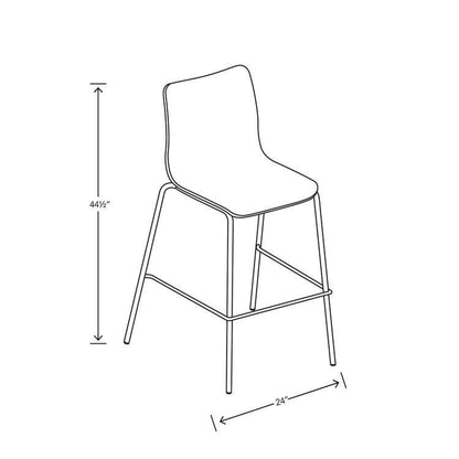 Ruck Laminate Stool, Supports Up to 300 lb, 30" Seat Height, Charcoal Seat/Back, Silver Base