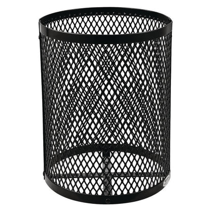 Outdoor Diamond Steel Trash Can, Rain Bonnet Lid, 36 gal, Black