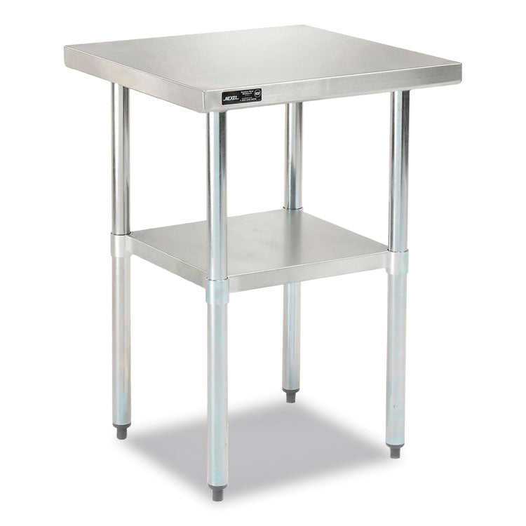 Work Table with Undershelf, Square, 24 x 24 x 35, Silver Top, Silver Base/Legs