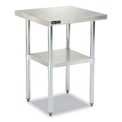 Work Table with Undershelf, Square, 24 x 24 x 35, Silver Top, Silver Base/Legs