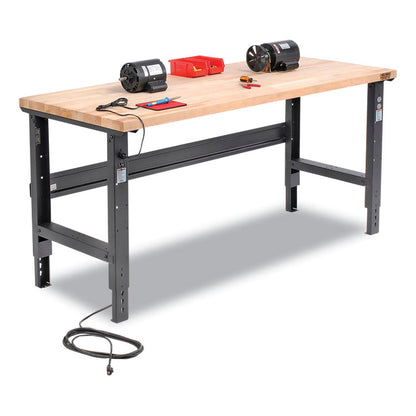 Standard Duty Butcher Block Top Adjustable Height Workbench, 2,000 lbs, 72 x 36 x 30.88 to 36.88, Maple/Black