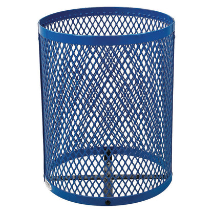 Outdoor Diamond Steel Trash Can, Rain Bonnet Lid, 36 gal, Blue