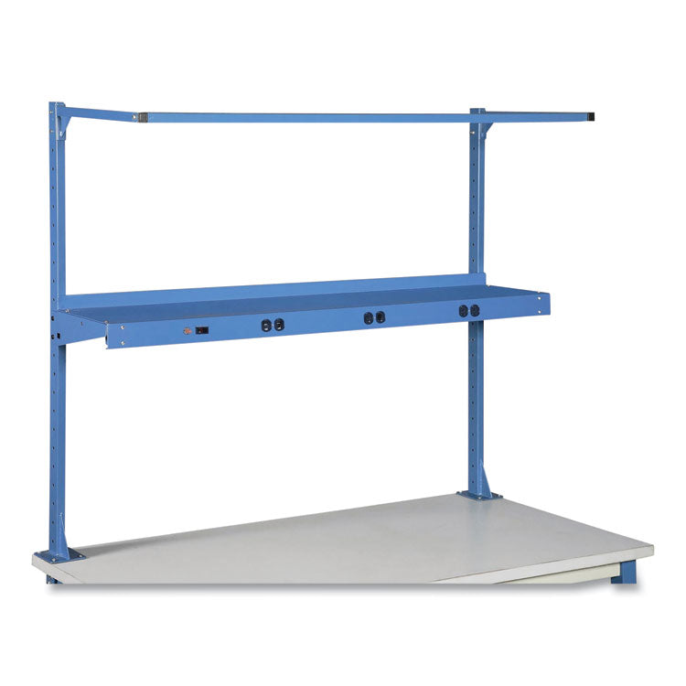 Upper Workbench Shelf, 6 Single Outlets, For Use With 60" Wide Workbenches, 100 lb Weight Capacity