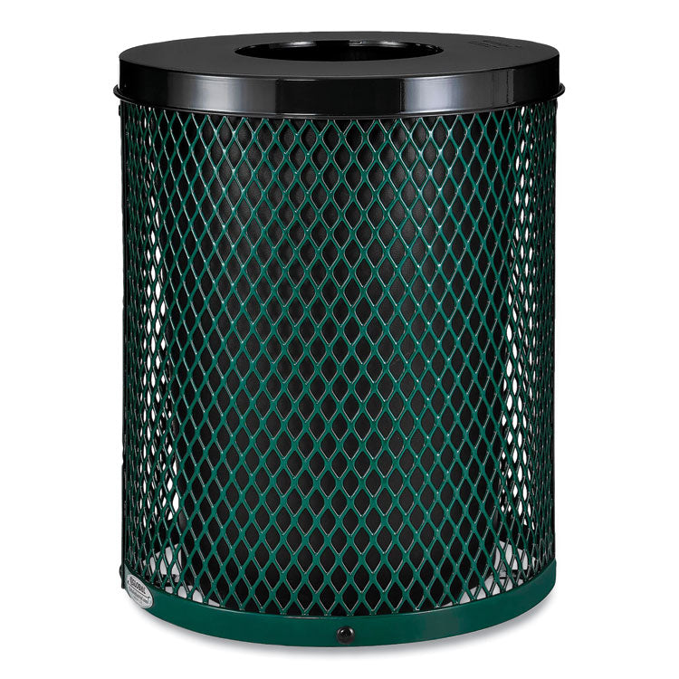 Outdoor Diamond Steel Trash Can, 36 gal, Green