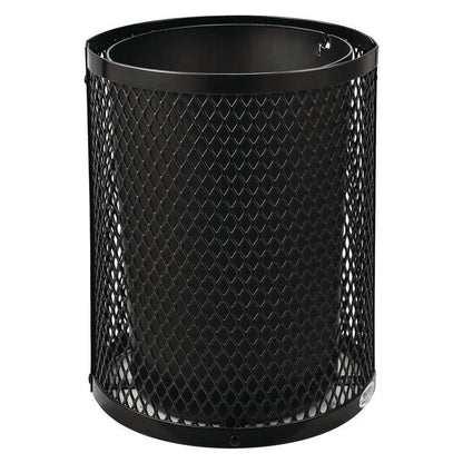 Outdoor Diamond Steel Trash Can, 36 gal, Black