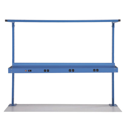 Upper Workbench Shelf, 6 Single Outlets, For Use With 60" Wide Workbenches, 100 lb Weight Capacity