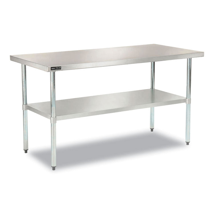 Work Table with Undershelf, Rectangular, 48 x 30 x 35, Silver Top, Silver Base/Legs