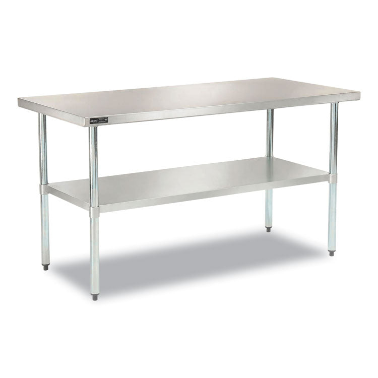 Work Table with Undershelf, Rectangular, 60 x 30 x 35, Silver Top, Silver Base/Legs
