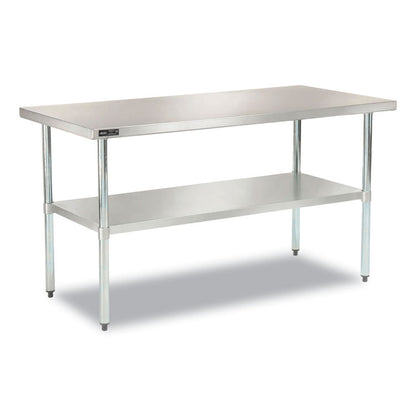 Work Table with Undershelf, Rectangular, 60 x 30 x 35, Silver Top, Silver Base/Legs