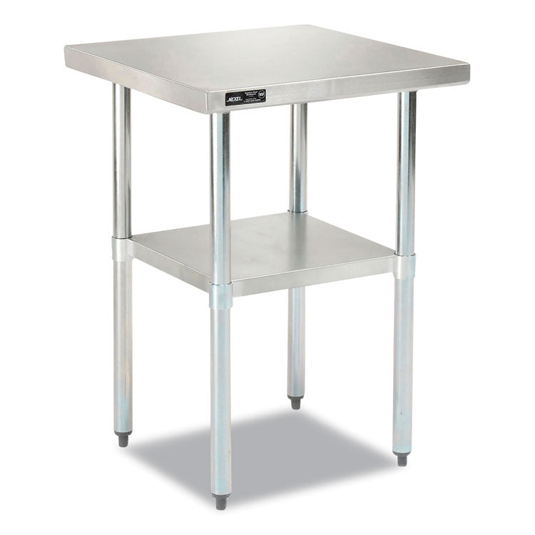 Work Table with Undershelf, Square, 30 x 30 x 35, Silver Top, Silver Base/Legs