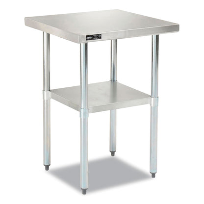 Work Table with Undershelf, Square, 30 x 30 x 35, Silver Top, Silver Base/Legs