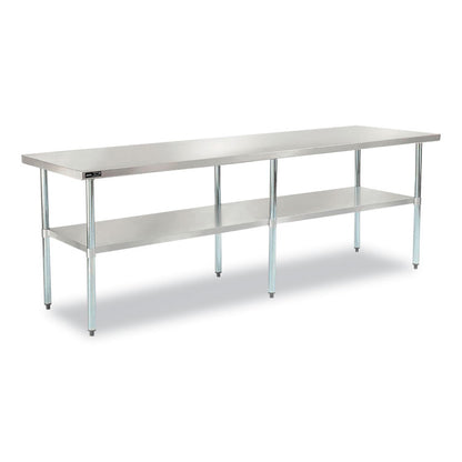 Work Table with Undershelf, Rectangular, 96 x 30 x 35, Silver Top, Silver Base/Legs
