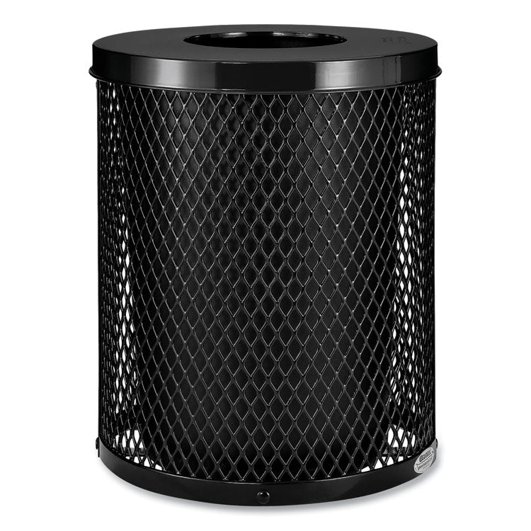 Outdoor Diamond Steel Trash Can, 36 gal, Black
