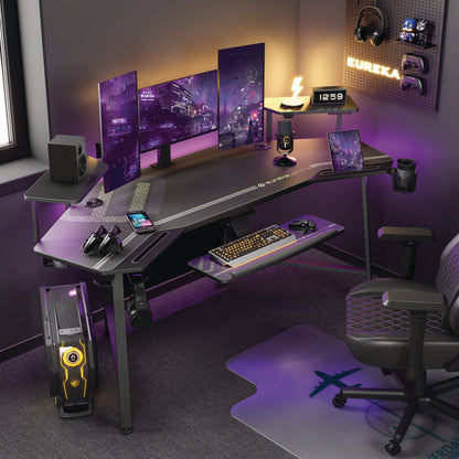 Aero Gaming Desk, 72.06" x 23.63" x 38", Black