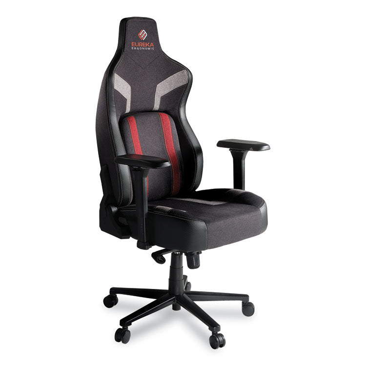 Python II Ergonomic Chair, Supports up to 300 lb, 18.88" to 22.83" Seat Height, Black Fabric Seat, Black/Red Fabric Back