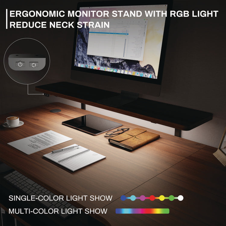 L-Shaped Standing Desk with Keyboard Tray, Right Desk, 61.25" x 43.25" x 34.38" to 52.88", Walnut/Black