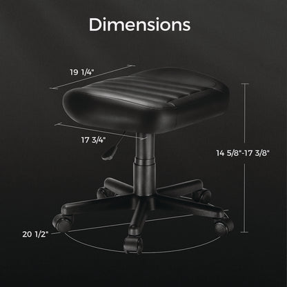 Footstool with Wheels, 19.25 x 17.38 x 14.63 to 17.75, Black