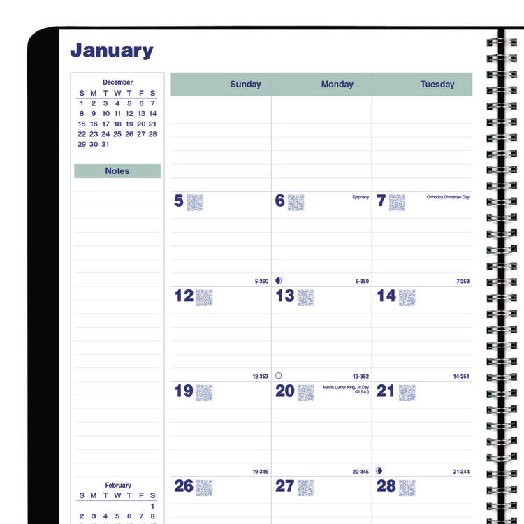 Plan and Link Monthly Planner, 11" x 9.06", Black Cover, 16-Month: Sept 2025 to Dec 2026