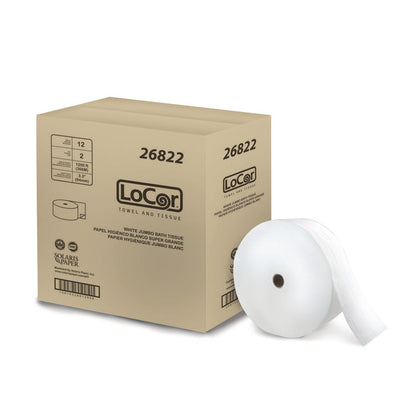 Jumbo Bath Tissue, 2-Ply, 3.3" x 1,200 ft, White, 12 Rolls/Carton
