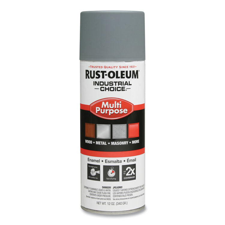 Industrial Choice 1600 System Multi-Purpose Enamel Spray Paint, Flat Gray, 12 oz Aerosol Can, 6/Carton
