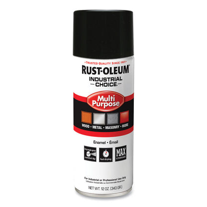 Industrial Choice 1600 System Multi-Purpose Enamel Spray Paint, Gloss Black, 12 oz Aerosol Can, 6/Carton