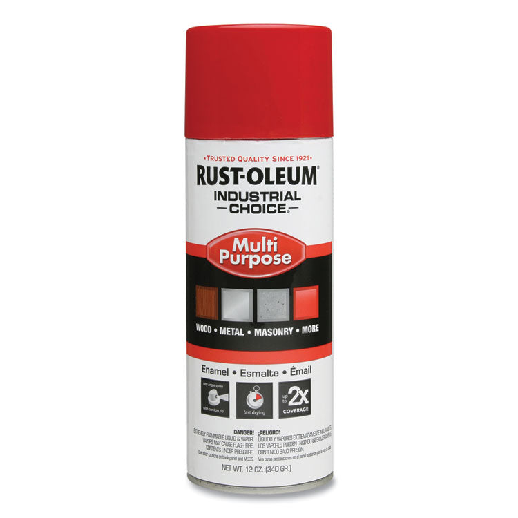 Industrial Choice 1600 System Multi-Purpose Enamel Spray Paint, Flat Safety Red, 12 oz Aerosol Can, 6/Carton