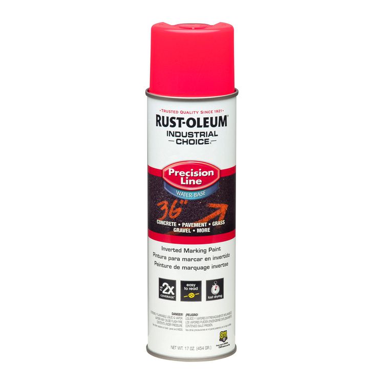 Industrial Choice M1800 System Water-Based Precision Line Marking Paint, Flat Fluorescent Pink, 17 oz Aerosol Can, 12/Carton