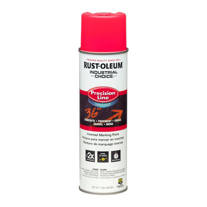 Industrial Choice M1800 System Water-Based Precision Line Marking Paint, Flat Fluorescent Pink, 17 oz Aerosol Can, 12/Carton
