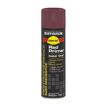 Hard Hat High Performance V2100 System Rust Preventive Enamel Spray Primer, Flat Red, 15 oz Aerosol Can, 6/Carton